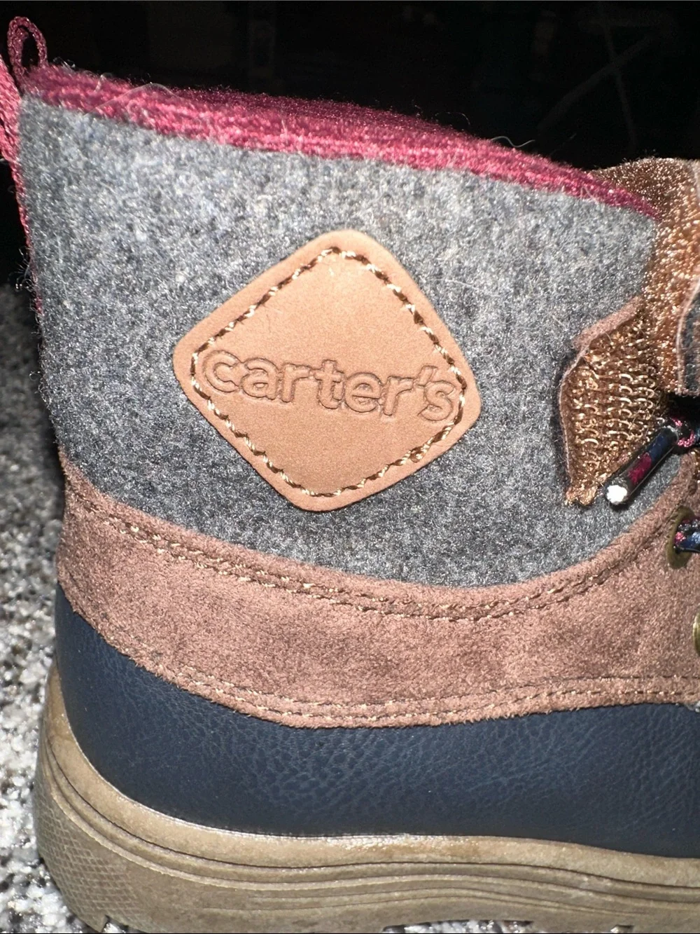 Carter's Navy, Brown & Red Kids Winter Rain Boots